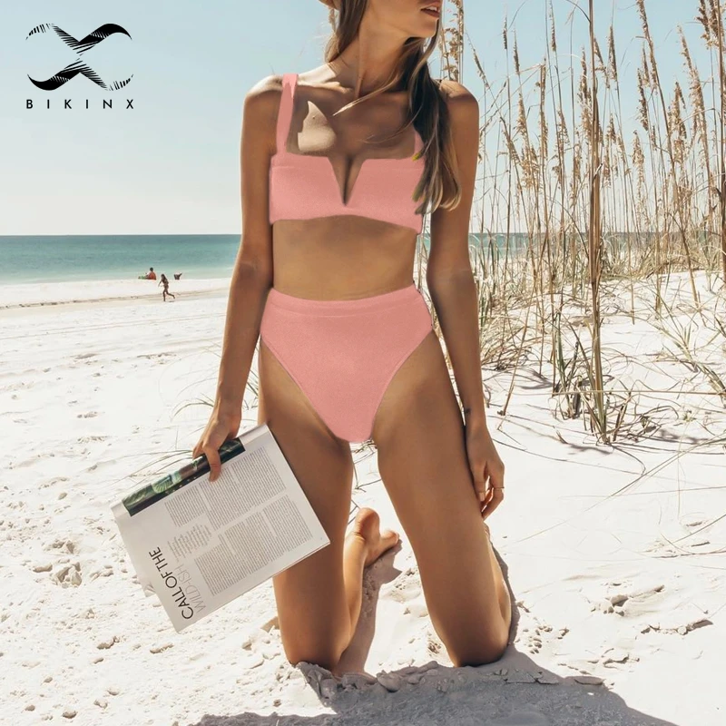 Bikinx Strappy Глубокий v средства ухода за кожей Шеи трусики бикини mujer Push up купальник сплошной Высокая талия женский купальник бикини сексуальное бикини