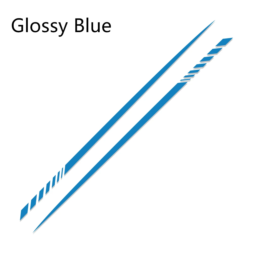 Glossy Blue 2 шт., автомобильная наклейка в длинную полоску с обеих сторон, автомобильная виниловая обертка, сделай сам, наклейки для гоночных спортивных стикеров, s, аксессуары для тюнинга автомобиля - Название цвета: Glossy Blue
