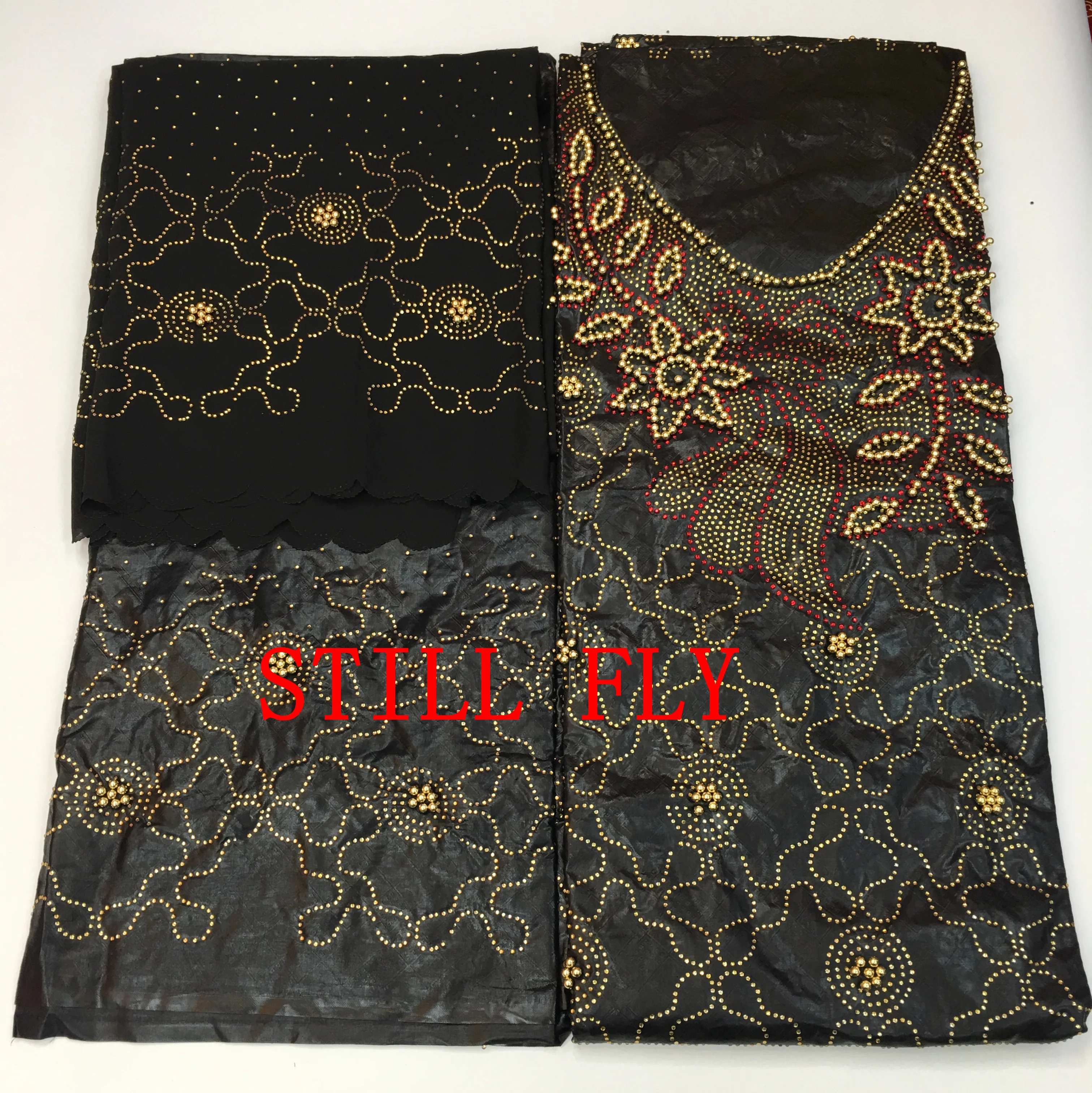 White bazin riche fabric tissus brocade atiku with beads and stones for dress 7yards/lot | Дом и сад