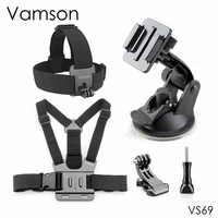 vamson for xiaomi for yi 4 k accessories head strap chest strap suction cup for gopro hero 5 4 3 4session for eken h9r vs69