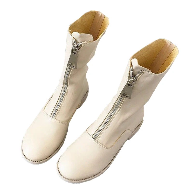 Осень 2019 праздничные новые женские ботинки с одной передней молнией спереди