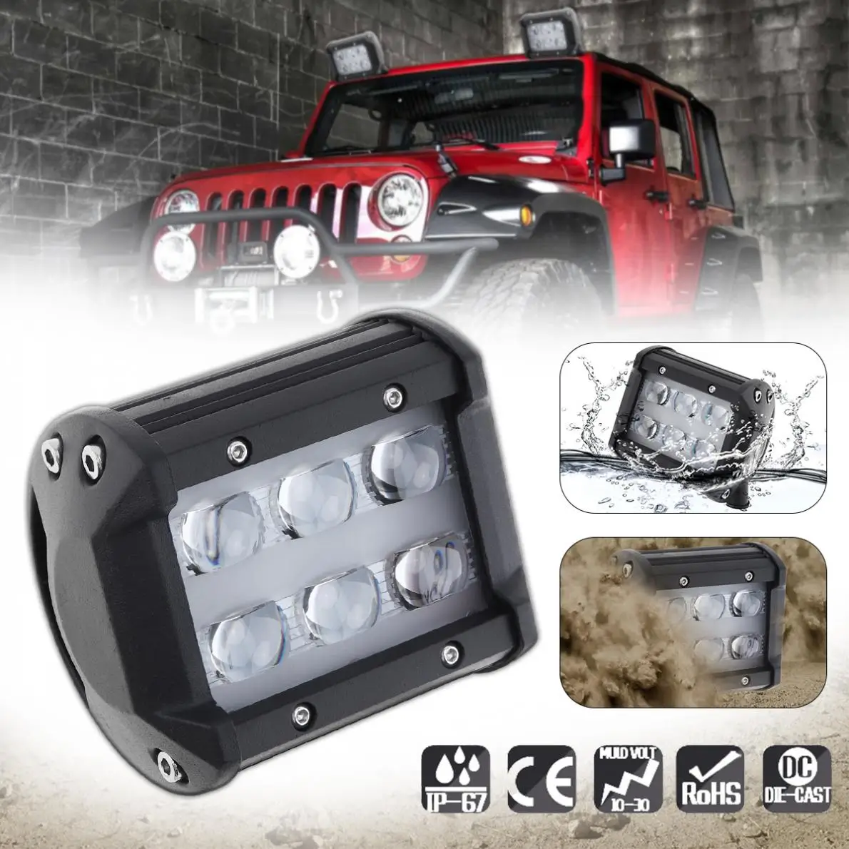 4 Inch 30W 6000LM 6000K LED Car Work Light Spot Lamp with Two Rows Bars Worklight Offroad for Pickup Wagon | Автомобили и
