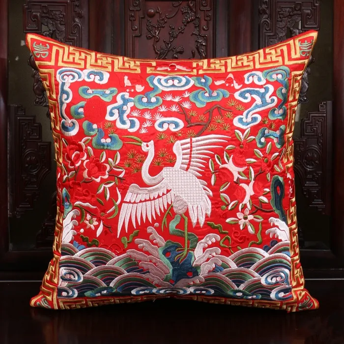 Полностью вышитые китайские наволочки с журавлем для подушек Рождественские