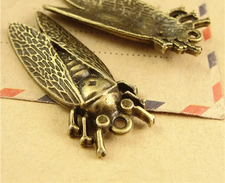 16*38 мм античная бронза/серебро Цвет Винтажный стиль cicada резной Разъем Подвеска