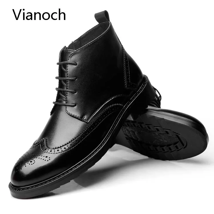 Vianoch Модные мужские ботильоны на шнуровке оксфорды платье обувь для работы