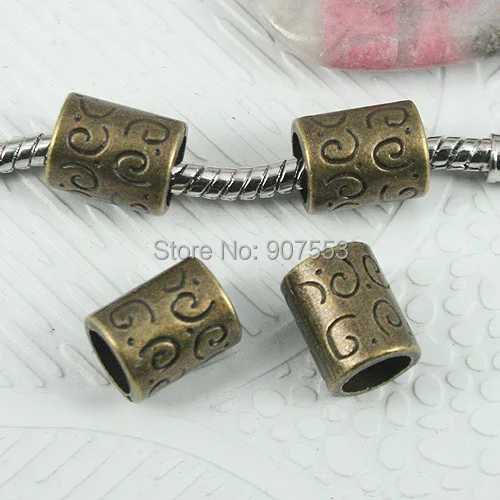 

24pc antiqued bronze 10mm long pattern Loose Beads fit bracelet EF0784