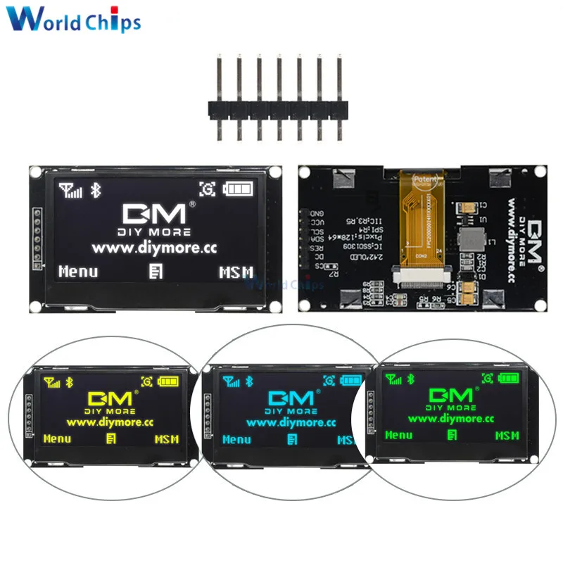 2,4" дюймовый 12864 128*64 OLED дисплей модуль IIC IEC SPI серийный белый/синий/зеленый/желтый ЖК-экран для C51 STM32 SSD1309