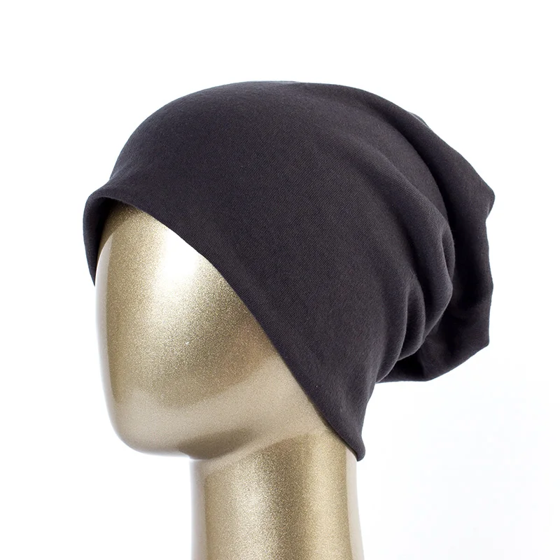 Dark Gray Geebro женская простая вязанная шапка Весенняя хлопковая громоздкая шапка бини для женщин вязаная шапка Bone женская черная шапка Skullies JS293A - Цвет: Dark Gray