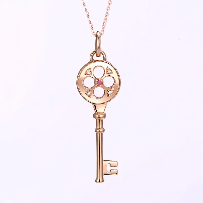 Robira 2017 Hot Sell Fashion Shiny Diamond Key Design Pendants Necklace 18K Rose Gold Ladies`Necklaces Jewelry Birthday Gift | Украшения и