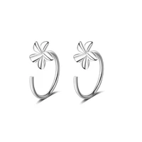 new fashion simple exquisite frangipani five petals flower ear hook silver plated jewelry plain flowers earrings xze247