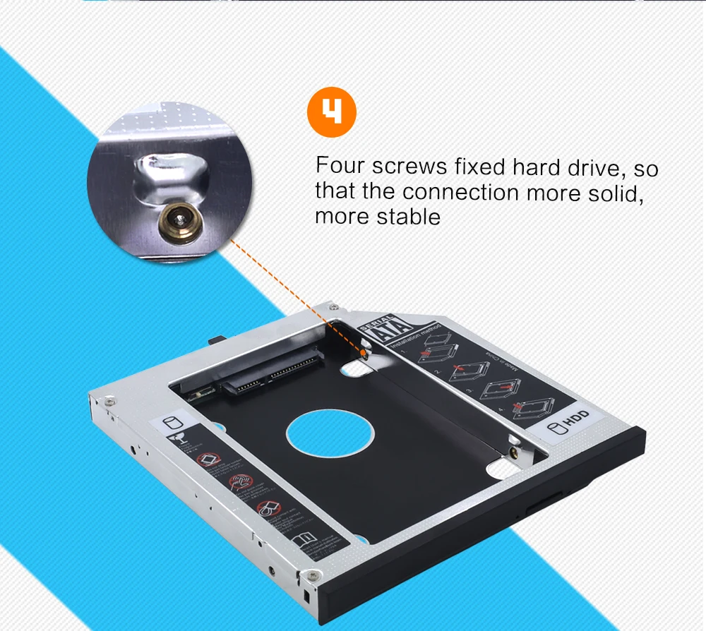 TISHRIC Optibay Алюминий 12,7 мм SATA 3,0 2nd 2,5 жесткий диск твердотельный диск Caddy для lenovo ThinkPad T510 T520 T530 T420 T430 корпус для жесткого диска