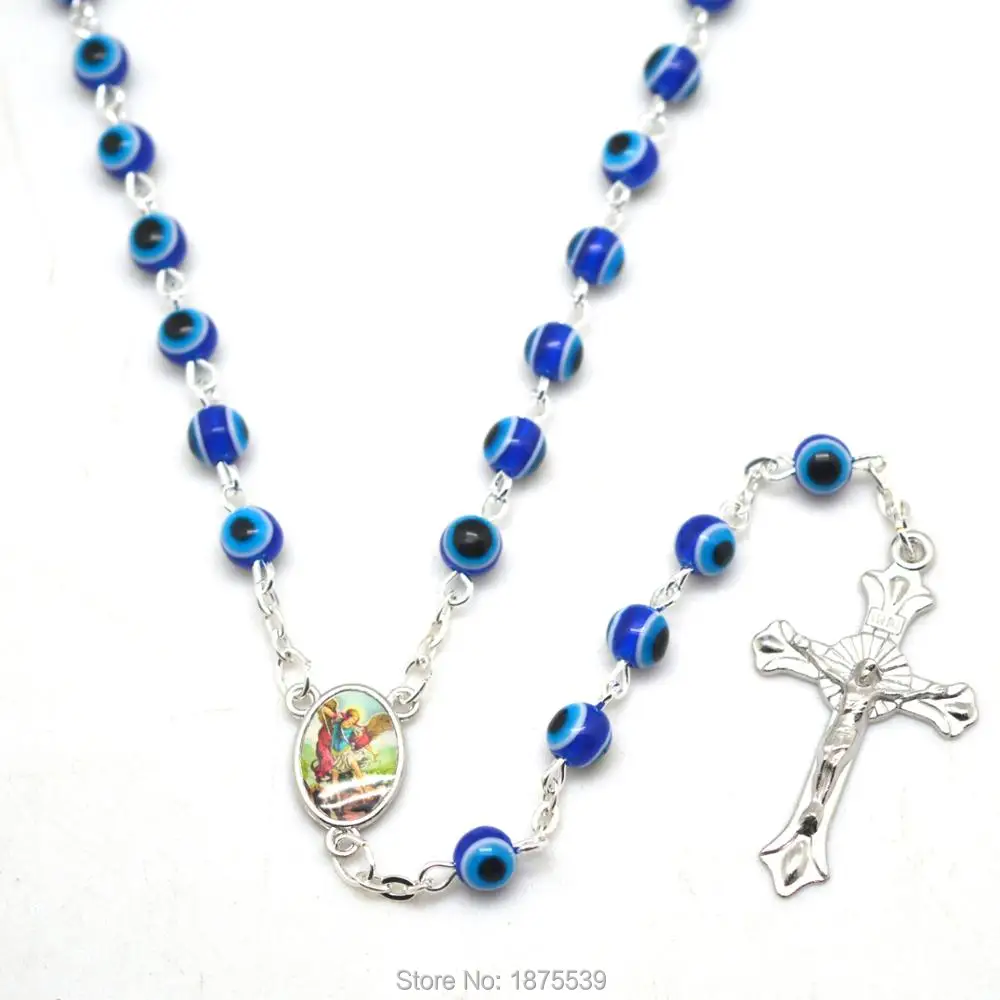 Модный центр St Michael 6 мм бусины из каучука католические четки | Украшения и