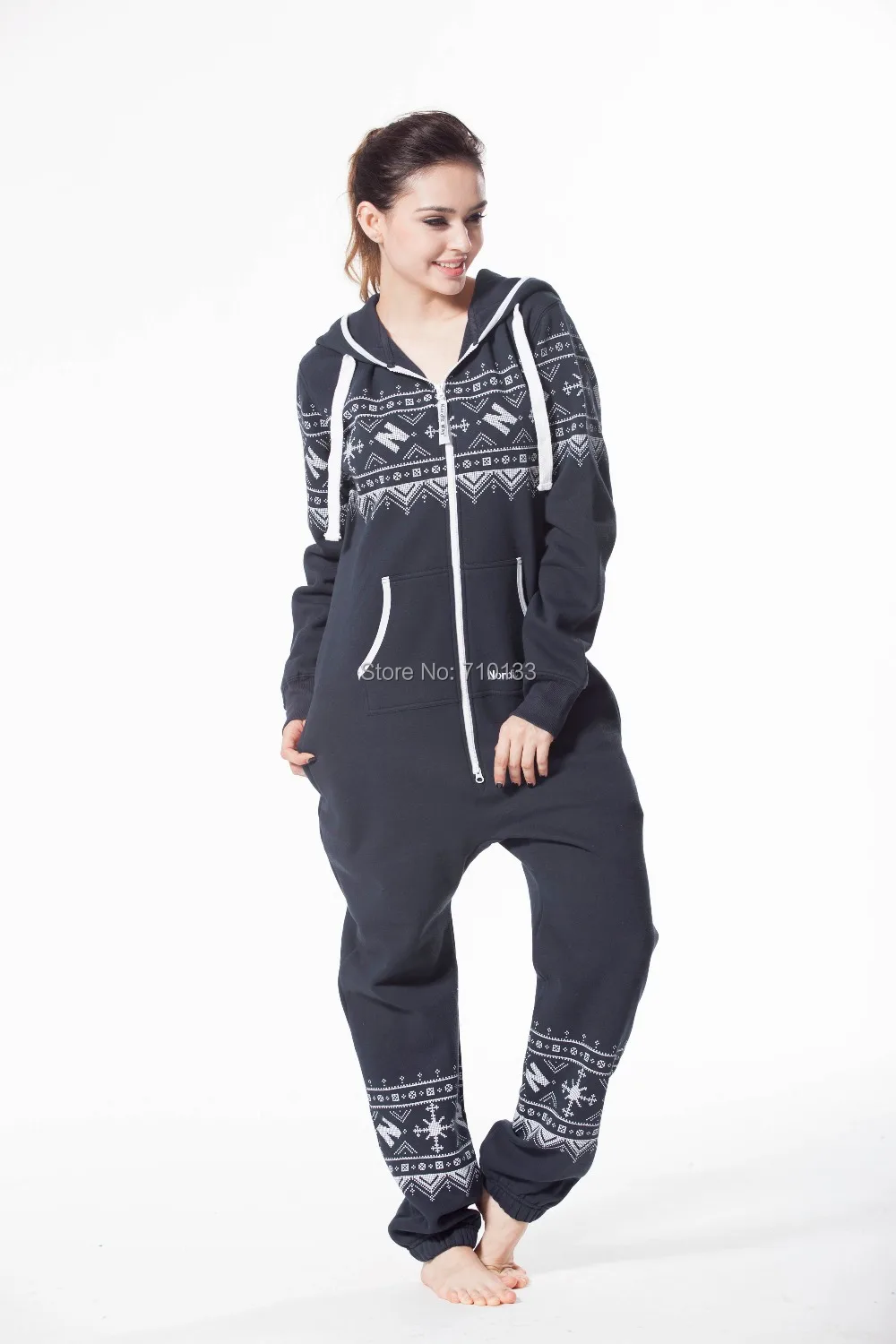 Комбинезон с капюшоном и принтом флисовый хлопковый комбинезон на молнии