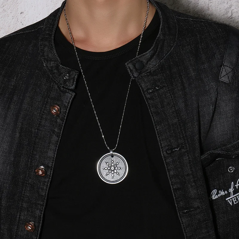 Круглое ожерелье из нержавеющей стали с вулканической лавой|quantum pendant necklace|quantum