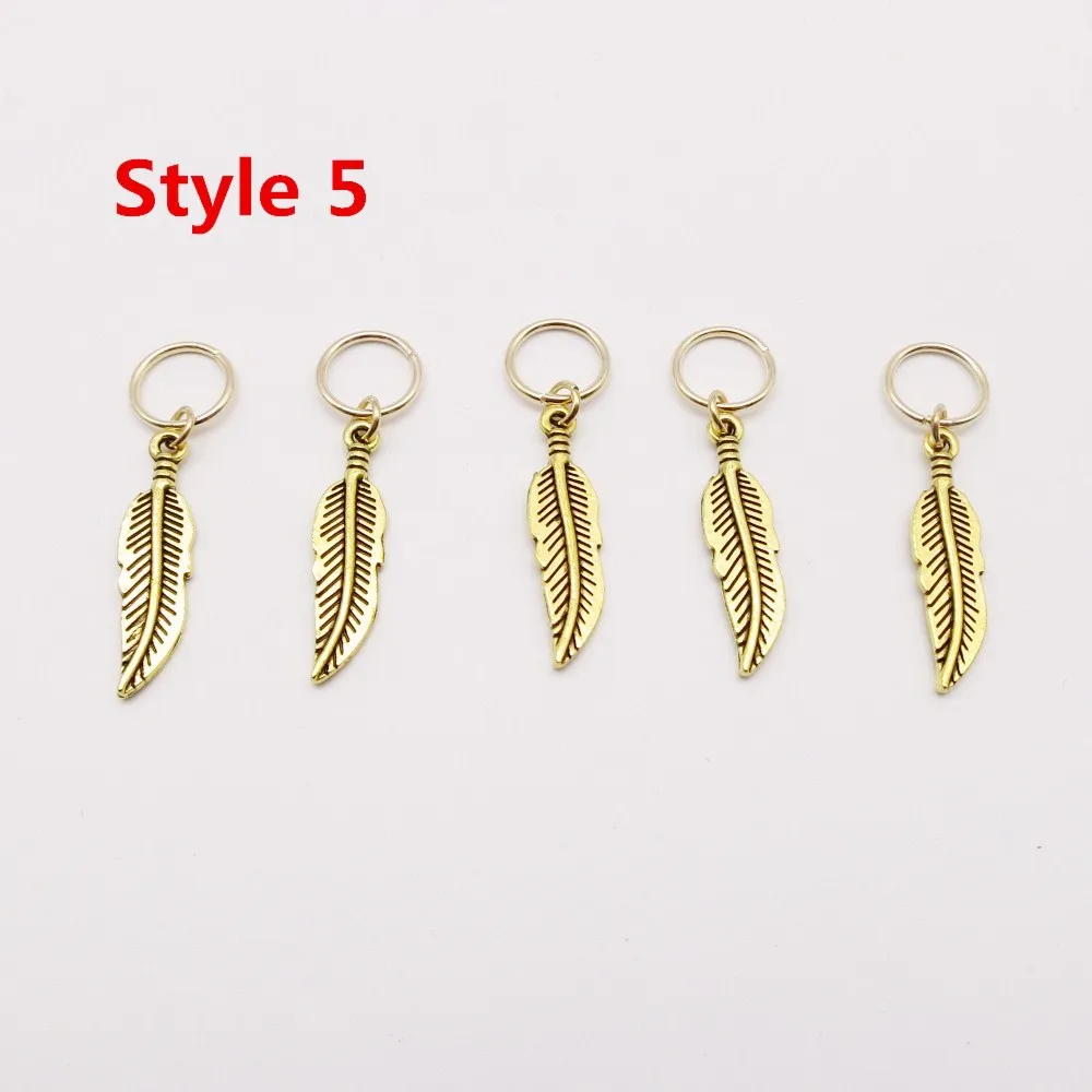 5pcs Style 5 5 шт./упак. Золотой разных 5 видов стилей подвески, подвязанные лентой, с объемной волной, дредлоки, для увеличения объема, бусины зажимы манжеты, ювелирные изделия, кольца, дредлоки, для увеличения объема, аксессуары - Цвет: 5pcs Style 5
