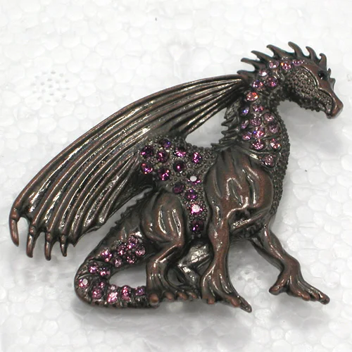 Фиолетовые броши в Форме Дракона со стразами C464 D3|pin brooch|dragon pinpurple rhinestone brooch |