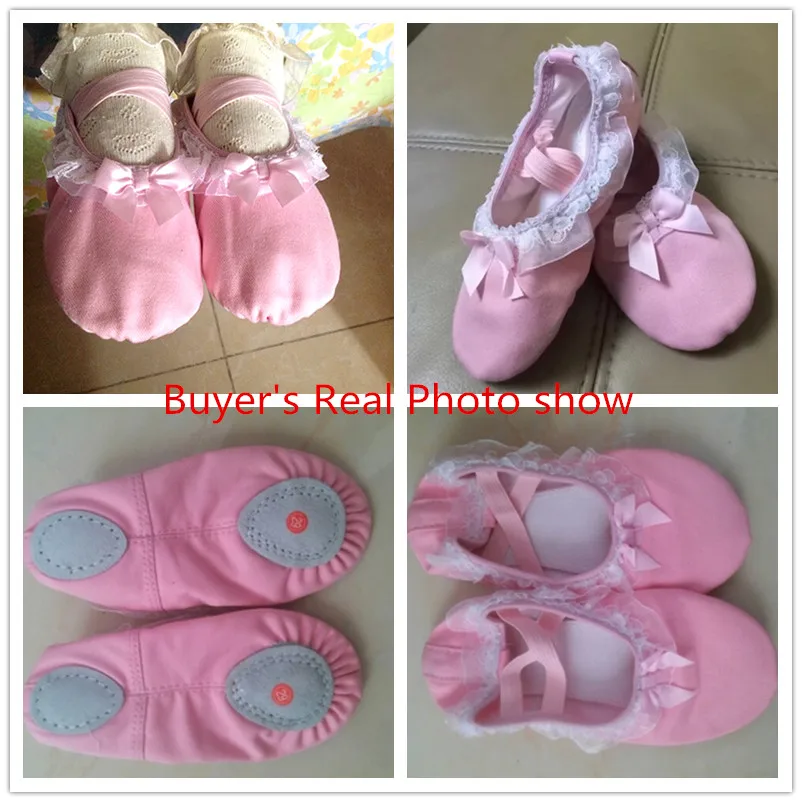 Size24/40 Подходит для 16-24 см Новый Розовый кружева балетки мягкая подошва девушки