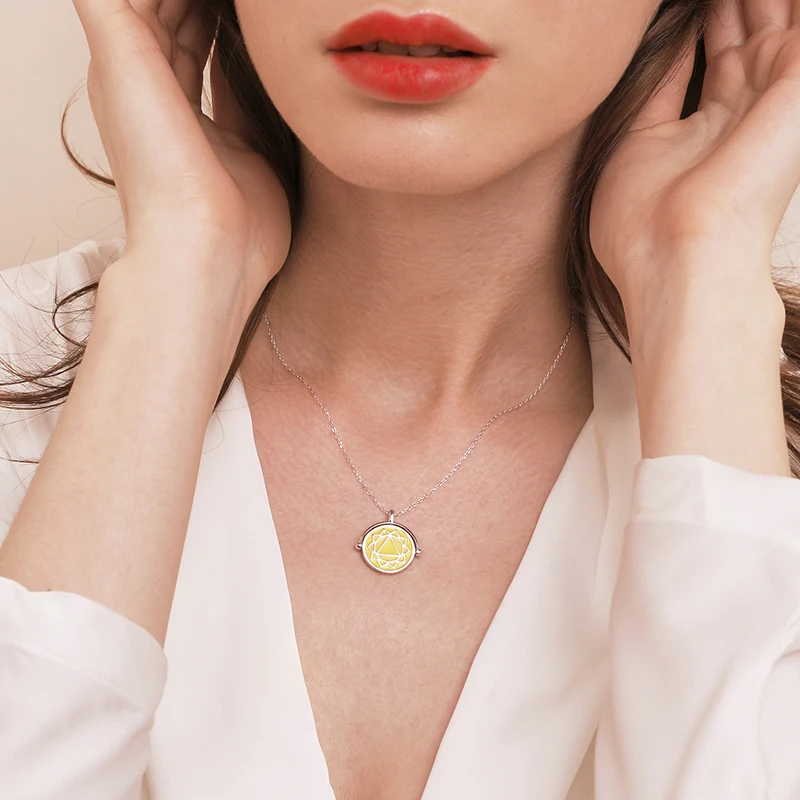 LEKANI Chakra Lover's желтые круглые кристаллы от Swarovski цепочка для ключиц 925 пробы серебряные Чокеры Подарочные ожерелья для вечеринки