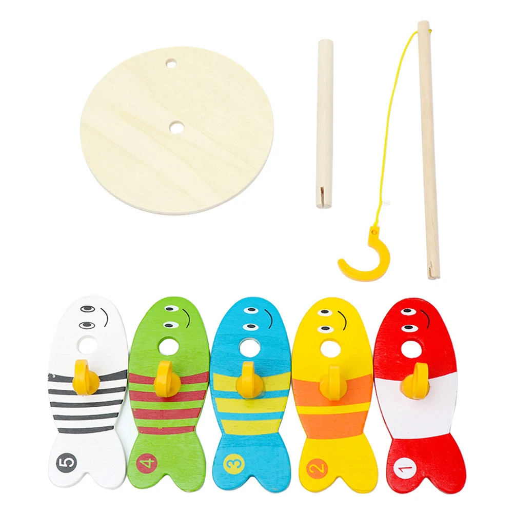 

Puzzle Wooden Montessori Colorful Fishing Digital Column Game Early Educational Learning Balance Toys Suitable for Children
