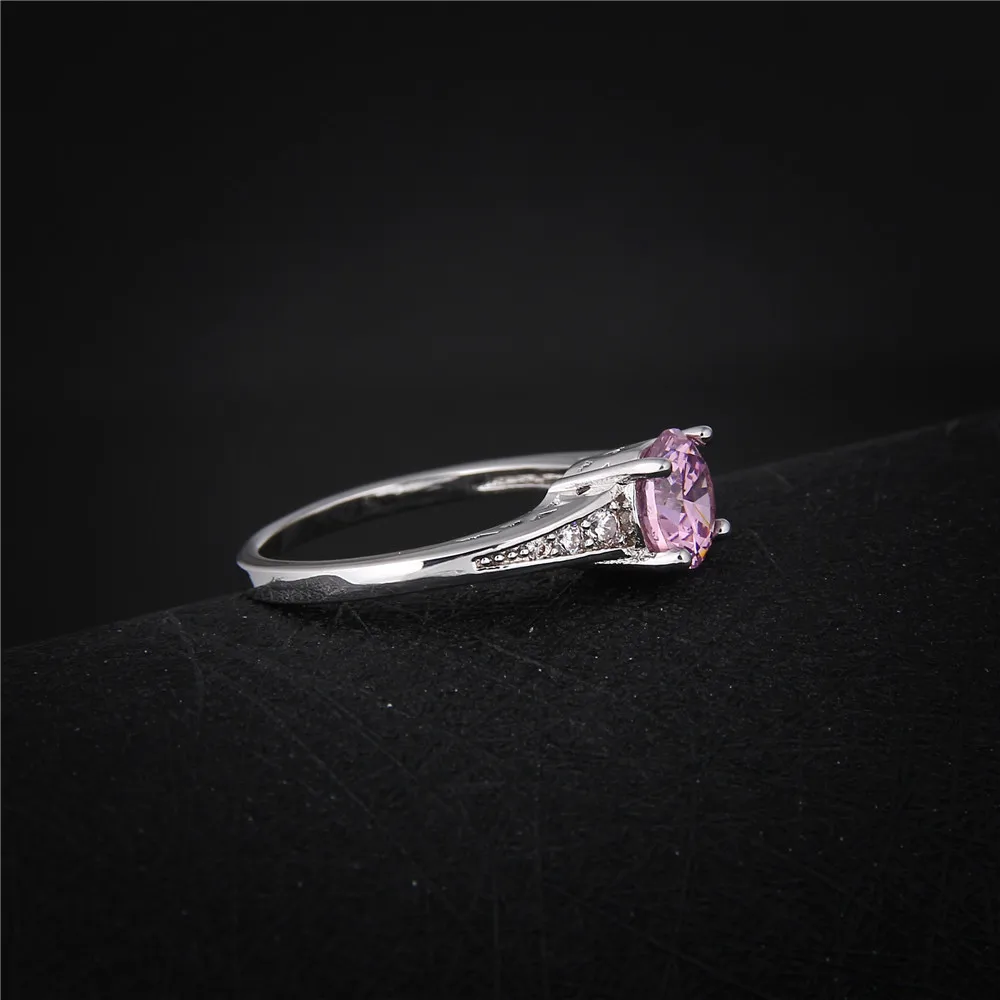 Милые розовые Австрийские Кристальные кольца для женщин-серебристые-ювелирные