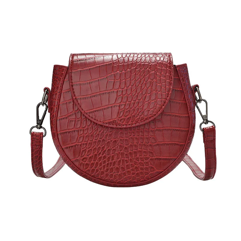 wine red Мини-клатч для женщин, круглые однотонные женские сумки на застежке, сумки через плечо, Маленькая кожаная сумка на плечо Fengting FTB055 - Цвет: wine red