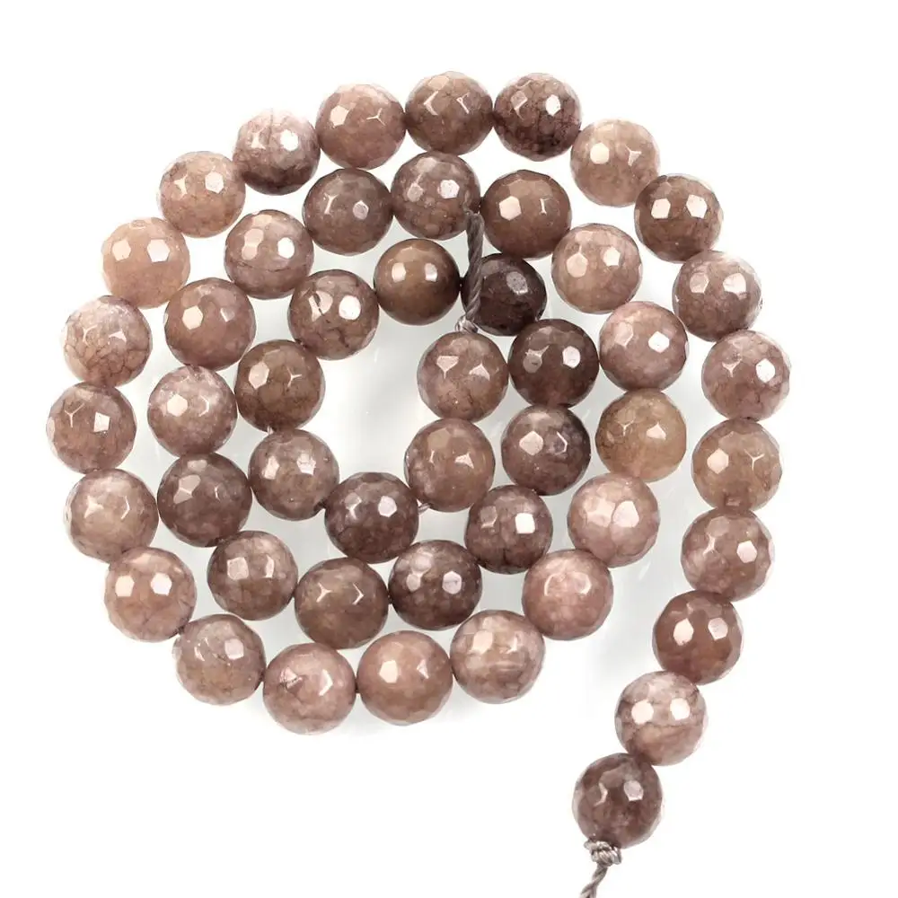 Light Grey 1" нитяные бусины из натурального камня, граненые разноцветные мраморные каменные бусины, круглые бусины для изготовления ювелирных изделий, браслет 8 мм - Цвет: Light Grey