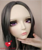kig201gurglelove female sweet girl resin half head kigurumi mask with bjd eyes cosplay anime role lolita mask crossdress doll