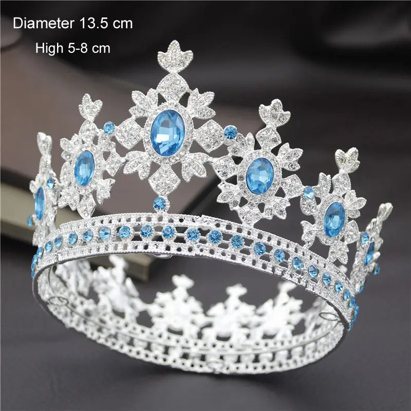 Silver Light Blue Модные Королевский queen свадебная тиара коронки для принцессы диадема невесты корона Пром Украшения для волос Свадебные украшения для волос - Окраска металла: Silver Light Blue
