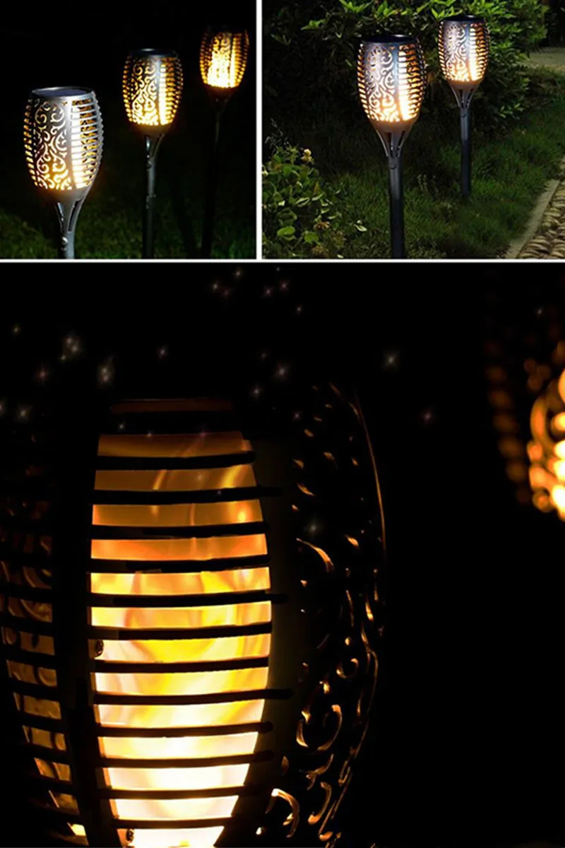 72LED пламя Солнечный фонарь светильник s Танцующая Мерцающая лампада водонепроницаемый Солнечный фонарь светильник садовый дорожка светильник s лужайка лампа