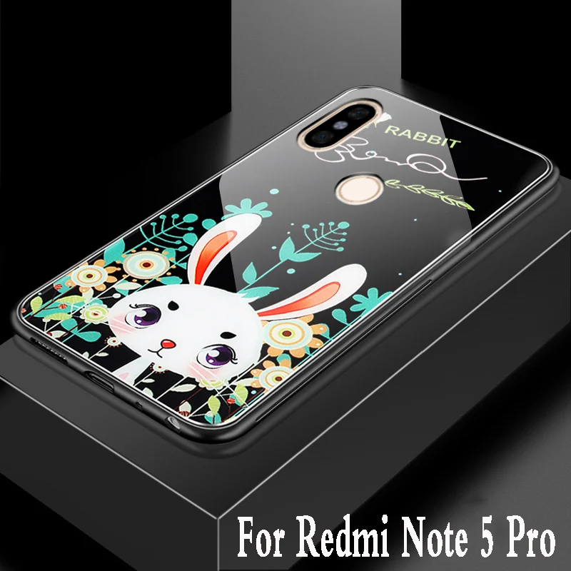 Для xiaomi redmi note 5 pro Чехол из закаленного стекла с мультипликационным принтом для
