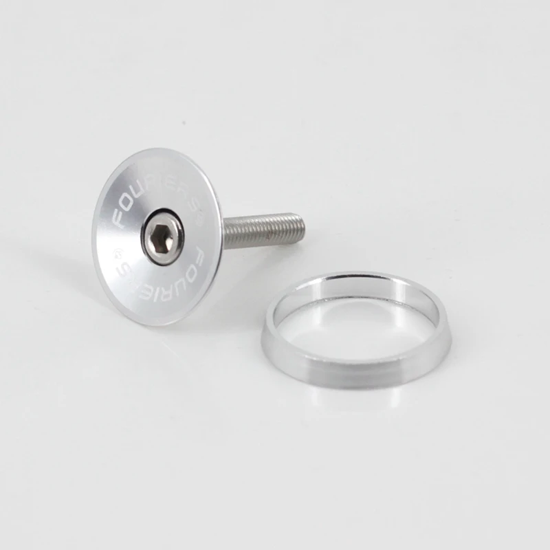 silver Fouriers CNC велосипедная гарнитура верхняя крышка Для 28,6 мм вилка 1 1/" Steerer труба крышка штока прокладка TC-DX002 - Цвет: silver