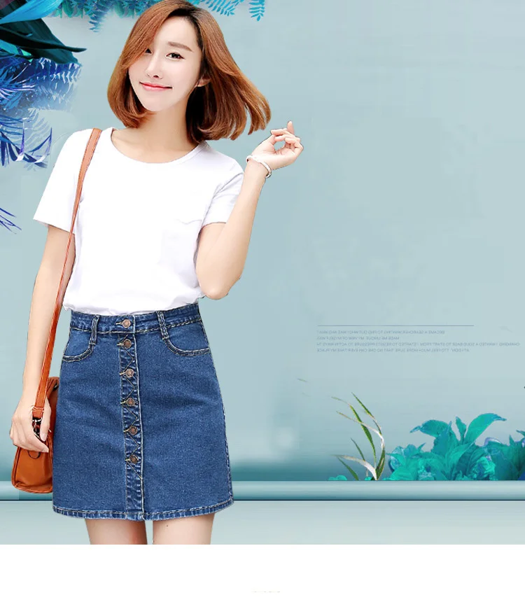 Новинка, летняя джинсовая юбка, женская джинсовая юбка трапециевидной формы с высокой талией и пуговицами, Студенческая Женская мини юбка-карандаш Saia Faldas, повседневная юбка-карандаш