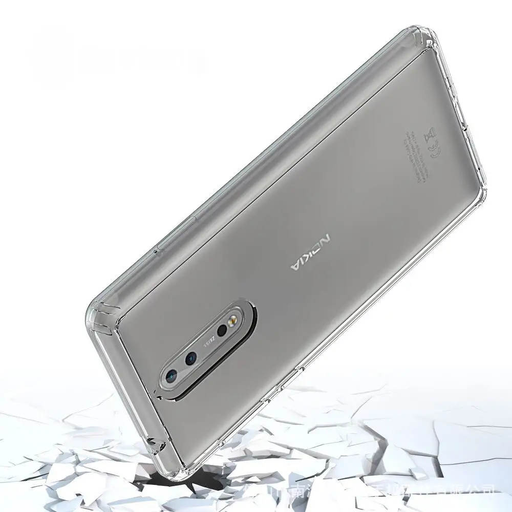 Прозрачный чехол для телефона Nokia 8 мягкий ударопрочный жесткий из ТПУ прозрачный