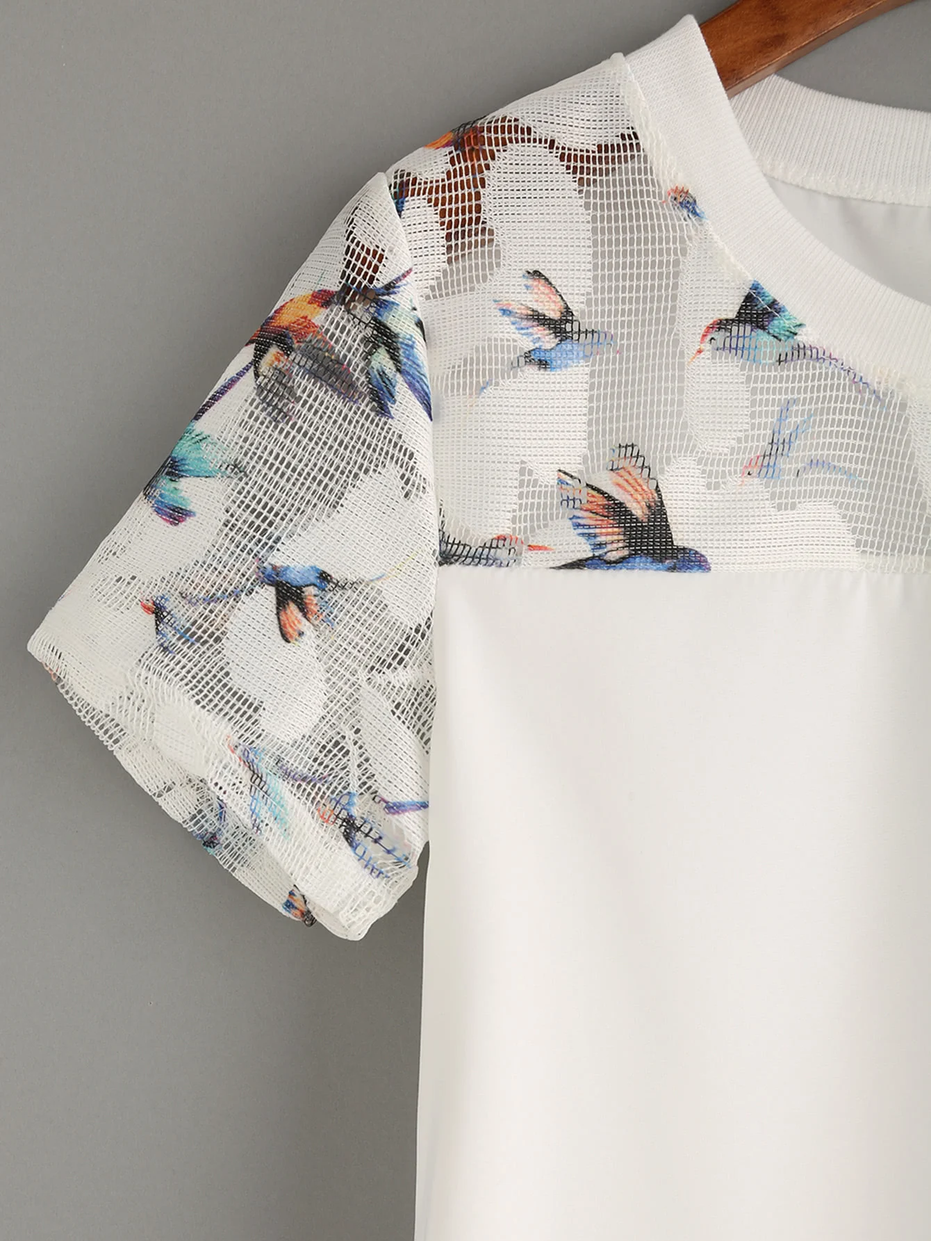 Женский шифоновый топ с круглым вырезом и коротким рукавом | Женская одежда