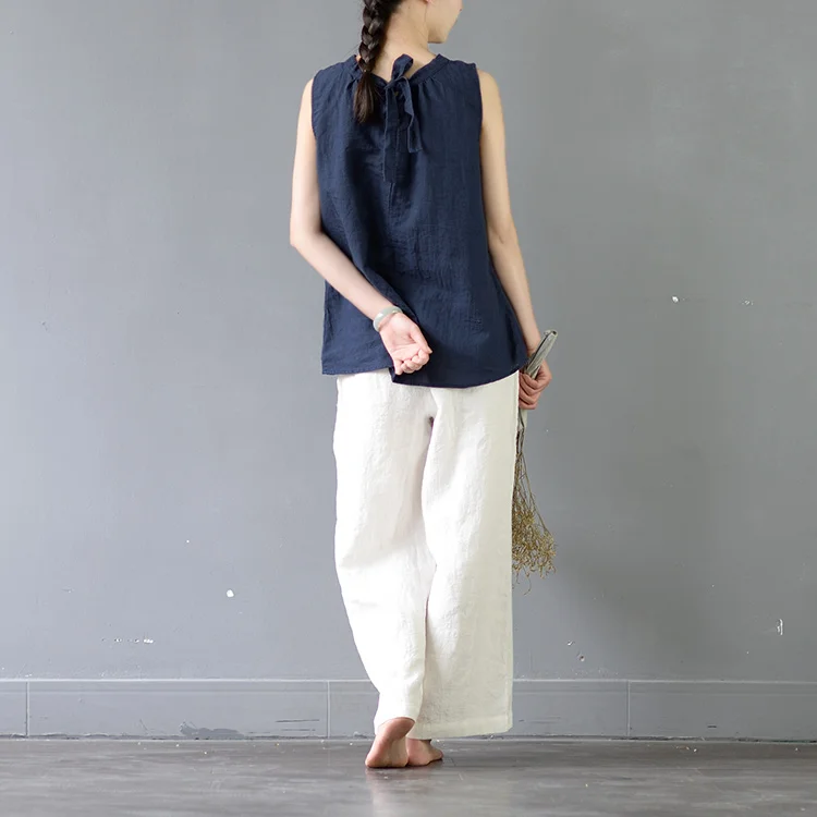 SCUWLINEN, женские летние топы, одноцветные, рами, свободные безрукавки, топы, Vestidos, повседневные женские блузки S359