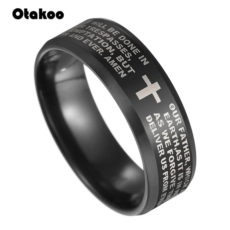 Модное кольцо Otakoo с надписью и текстом из Библии Иисусом для мужчин женщин