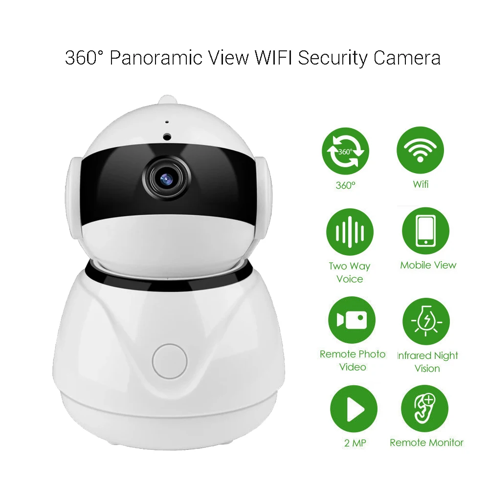 Беспроводная IP-камера рыбий глаз с Wi-Fi HD 1080P панорамная камера видеонаблюдения