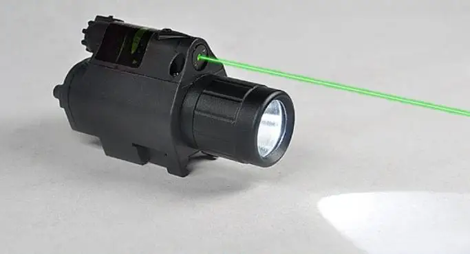 2in1 комбо Тактический CREE Q5 светодиодный фонарик/светло 200LM+ зеленый лазерный прицел для пистолета/охотничье короткоствольное оружие Glock 17 19 22 20 23 31 37 - Цвет: Черный