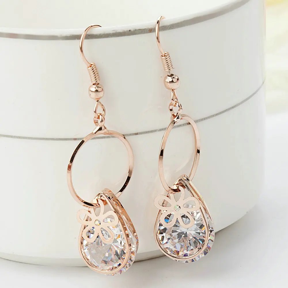 Новые висячие серьги золотого цвета с кубическим цирконием модный дизайн