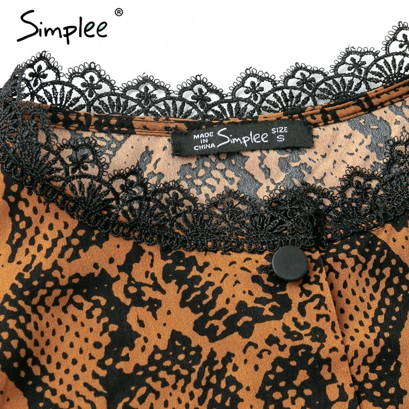 Весеннее женское короткое платье Simplee со змеиным принтом повседневное клубное