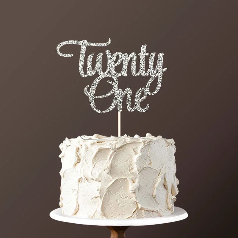 Double-sided gold glitter paper - Twenty One cake topper Happy 21st Birthday Cake Toppers Decorations Decor | Дом и сад