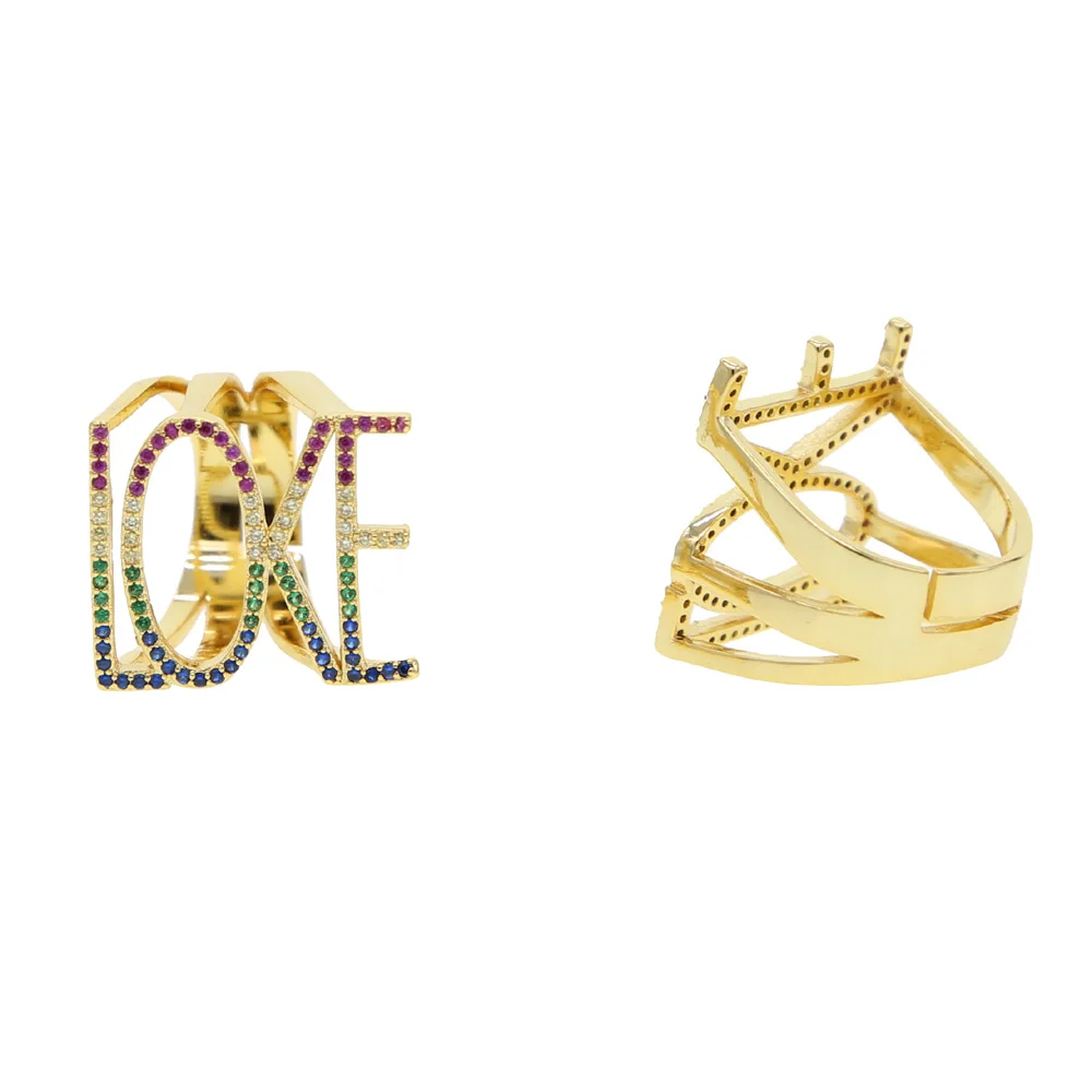 Последние 2020 Лаки полые с надписью LOVE и широкий палец кольца для мужчин женщин