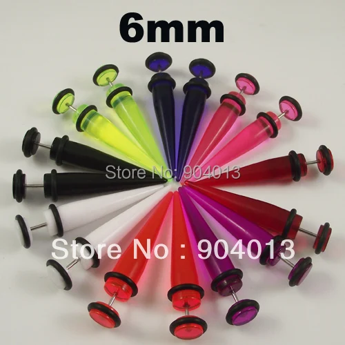 

160pcs/lot 6mm Colorful Fake Ear Tapers Cheater Fake Ear plug Flesh Tunnels free shipping