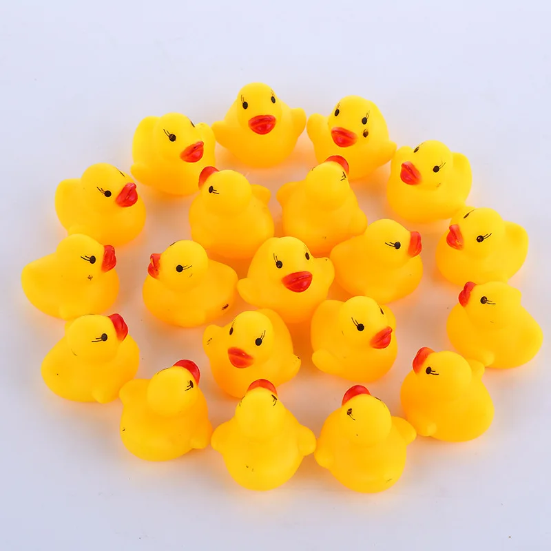 10pcs/lot Little Yellow Ducks Baby Water Bathing Toys Funny Squeezed Sound Mini Shower Float Pure Natural Rubber for Kids | Игрушки и