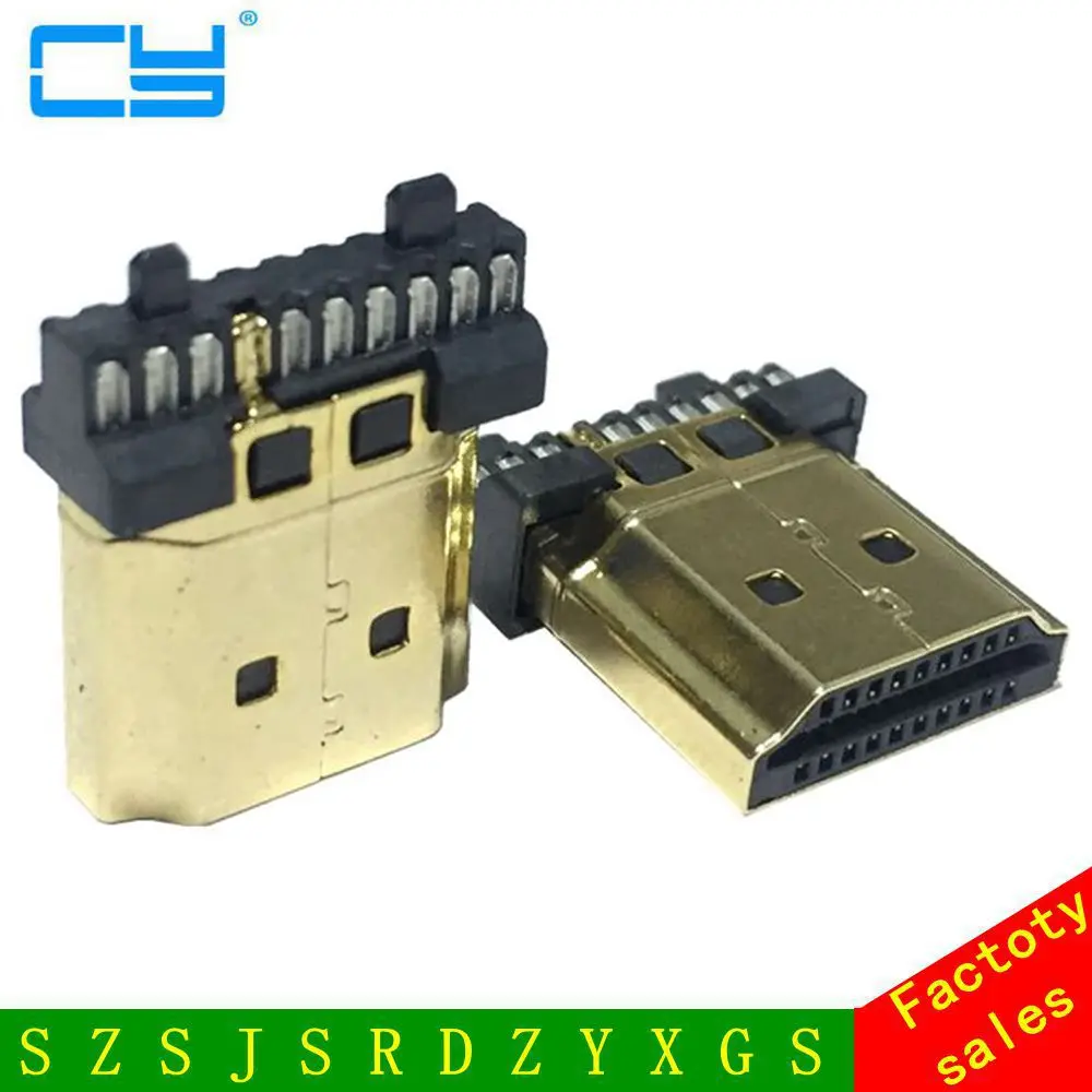 10 шт. сделай сам совместимый с HDMI Тип C Штекерный разъем типа папа 19 контактный PCB +