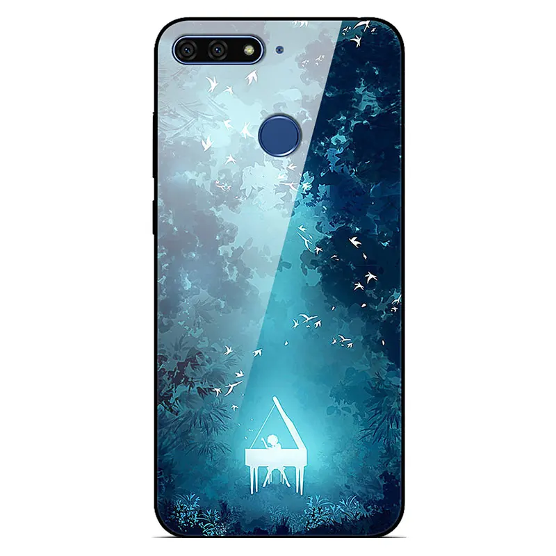ATU-L31 чехол s для huawei Y6 Prime чехол из закаленного стекла с мультяшным принтом твердая задняя крышка для huawei Y6 Prime мягкий бампер