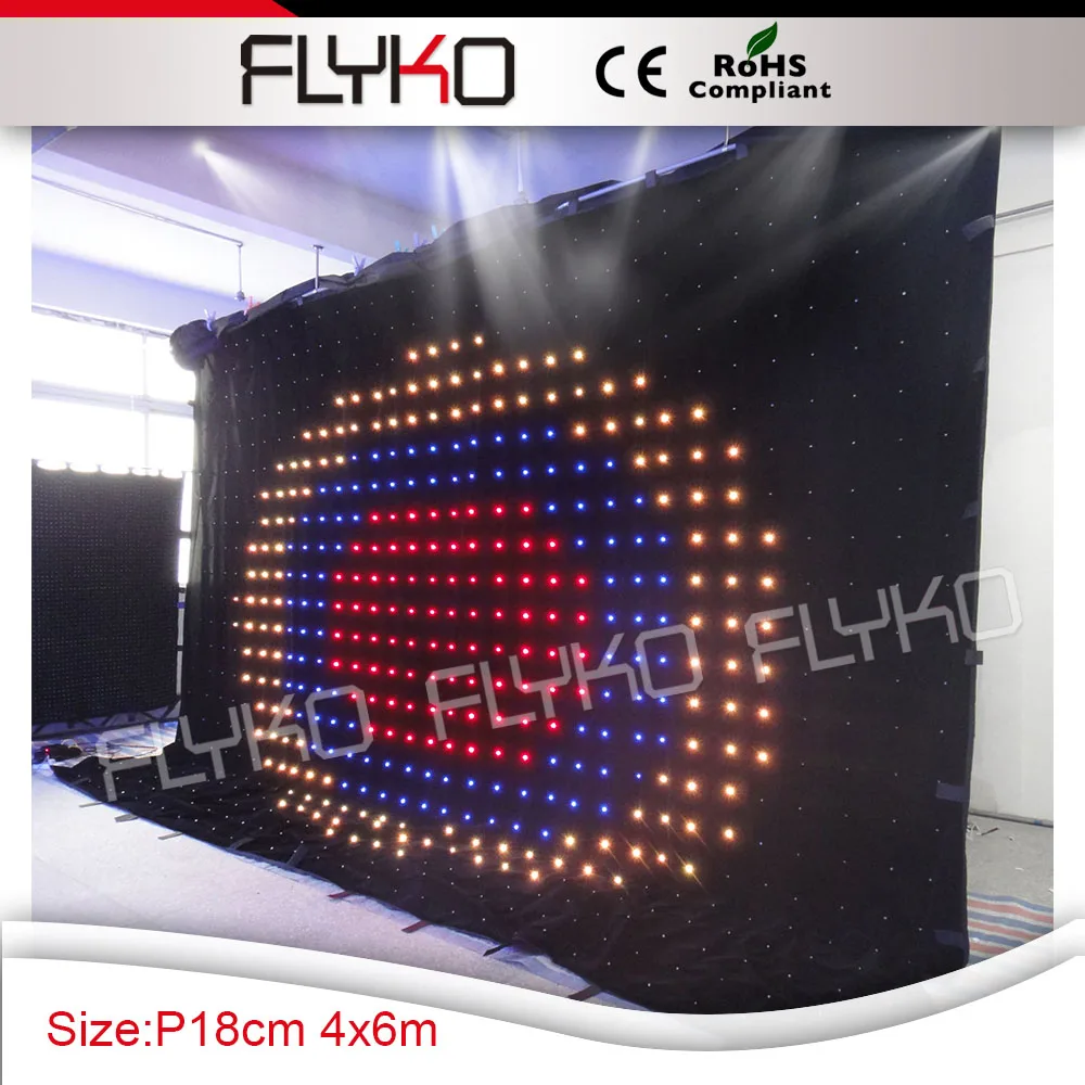 FLYKO equipment flashlight led video cloth with SD controller P18cm led video curtain