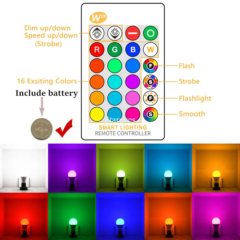 1 шт. светодиодсветодиодный лампа E27 16 цветов 3 Вт 5 10 Вт|led lamp 3w|rgb led lampled |