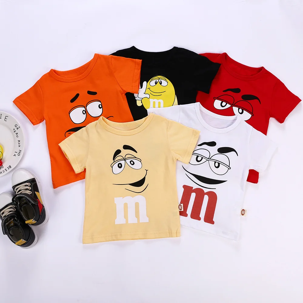 Летняя Детская Хлопковая футболка с коротким рукавом принтом M 6 цветов школьные