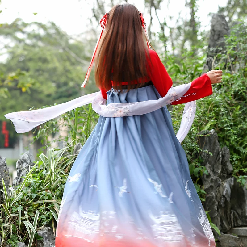 Hanfu Женская Китайская вышивка танцевальные костюмы сказочные платья принцессы фолклорике платье традиционная Династия Тан одежда DN3601